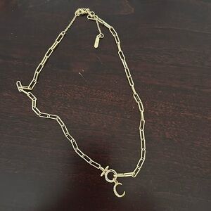 Stella & Dot Gold Charm Necklace and C initial removable charm and extender